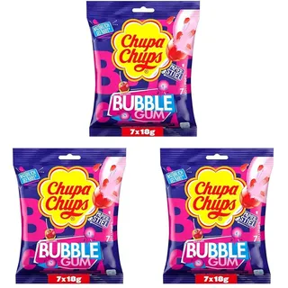 Chupa Lutscher Multi, Maxi Bubble Gum, ideal für Geburtstag & Weihnachten, 126g (Packung mit 3)