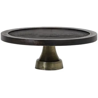 Light & Living Servierschale Schale auf Fuß KAMUDI Ø34x13 Light & Living Servierplatte Holz-Bronze, Holz, Metall braun