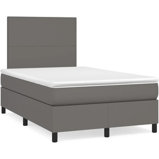 vidaXL Boxspringbett mit Matratze Grau 120x200 cm Kunstleder