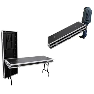 ROADINGER 2 Robuste Flightcase Tische je 162 x 62 cm mit Rollen Klapptisch klappbar