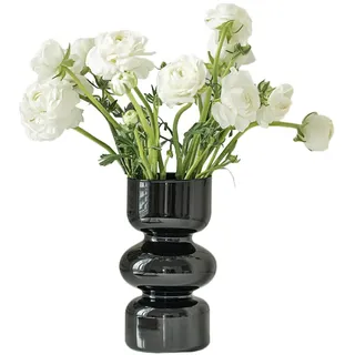 KOOMUAO Blumenvase Glas,Kreative Blumenvase Bubble Vasen Deko, Moderne Glasvasen Klein Hydroponic Tulpenvase,Kleine Vasen für Tischdeko,Glasvase für Haus/Büro/Hochzeit/Party (Schwarz)