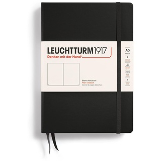 Leuchtturm1917 311333 Notizbuch Medium (A5), Hardcover, blanko, schwarz