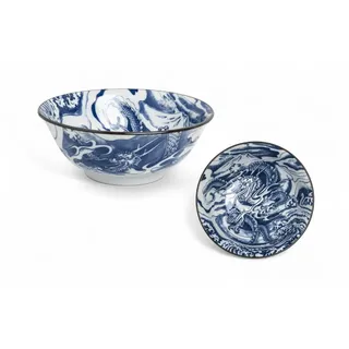 Japan-Bowls Drachengott Edition – Große Ramen Bowls Ø 20,5 cm | Porzellan-Schalen – Hochwertige asiatische Schüsseln für Ramen, Udon, Reis & Suppen (Drachengott - Blaue Wolke)