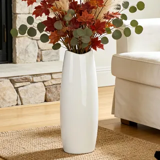 GDSZJLJ Große Keramik-Bodenvase, weiß, 40,6 cm hoch, dekorative Vase, modernes Zuhause, Büro, Wohnzimmer, Küche, Schlafzimmer, Dekoration, Einweihungsfeier, Hochzeit, Neujahrsgeschenk