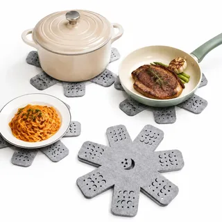 Mulbijeo Topfuntersetzer Filz – 5er Set Stern & Mond Design, Hitzebeständige Untersetzer Für Töpfe & Pfannen, Zuschneidbar, rutschfest, Möbel Schutz Für Küche, Haushalt & Wohnen