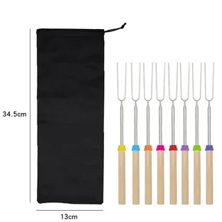 XDeer Grillspieß Teleskop Grillspieße Edelstahl,Marshmallow Spieße, Teleskopgabel, (8-St),Lagerfeuer Spieße Lang,Grillspieße Lagerfeuer (31-81cm)