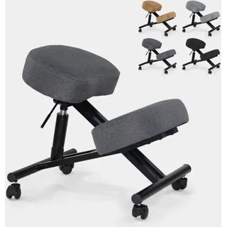 Ergonomischer Kniestuhl Bürohocker Metall und Stoff Balancesteel Lux - Dunkel Grau