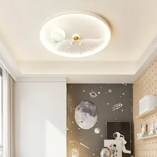 Harpochten Deckenleuchte Led Kinderzimmerlampe Dimmen Mit Fernbedienung Deckenlampe Kreative Mond Oberfläche Astronaut Design Jungen Und Mädchen Babyzimmer Schlafzimmer Wohnzimmer Kronleuchter