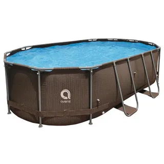 Avenli Framepool Frame Oval Pool 427 x 275 x 100 cm, Aufstellpool (Stahlrahmenpool, ohne Zubehör), Auch als Ersatzpool geeignet braun