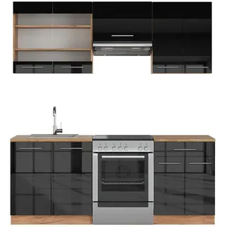 Vicco Küchenzeile Fame-Line 200 cm Anthrazit Hochglanz