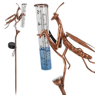 Solarbetriebener Regenmesser, Regenmesser für Garten, 61CM Niederschlagsmesser mit Erdspieß, Dekorativer Niederschlagsmesser, Regenwassermesser Glas auf Gartenstecker für Outdoor Rasen Weg Terrasse