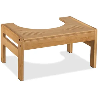 Relaxdays Toilettenhocker, Stuhlgang Unterstützung, WC Hocker für Erwachsene, Bambus, H x B x T: 21 x 42 x 30 cm, natur