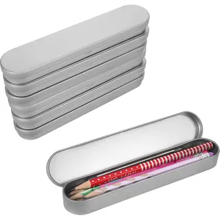 Chanumetal 6 Stück Stiftebox, Metall Stifte Organizer, Kisten Aufbewahrung mit Deckel, Blechdose mit Deckel Klein, Metallbox für Stifte Aufbewahrung, Stifte Box