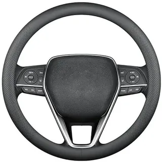 Echtes Leder Lenkradbezug, EIN 38cm Ultra-Dünnes Anti-Rutsch D-Typ Lenkradbezugs Leder, Lenkradhüllen Vier Jahreszeiten Universell, Langlebig Auto Lenkradbezug(Schwarz)