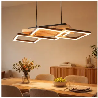 Nettlife LED Pendelleuchte Esstisch Holz moderne Hängelampe Esszimmerleuchte dimmbar, für Wohnzimmer Küche Nachttischleuchte rustikal-skandinavischer Stil braun