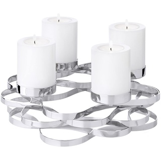 Edzard Adventskranz Alita (Ø 25 cm), Edelstahl, vernickelt, silberfarben, für Stumpenkerzen Ø 6 cm