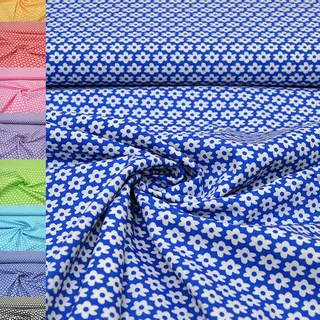 MAGAM-Stoffe Amelie Blumen Baumwollstoff Oeko-Tex Meterware 50cm (12. Royal-Blau)