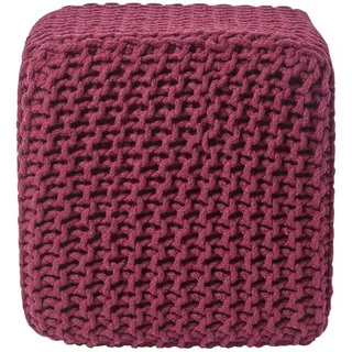 Homescapes Strick-Pouf, Weinrot, Textil, Uni, Quadratisch, 35x35x35 cm, Wohnzimmer, Hocker, Sitzwürfel