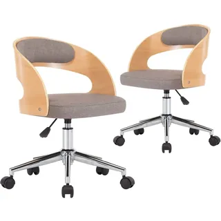 vidaXL Esszimmerstuhl Drehbar Taupe Stoff 2er Set