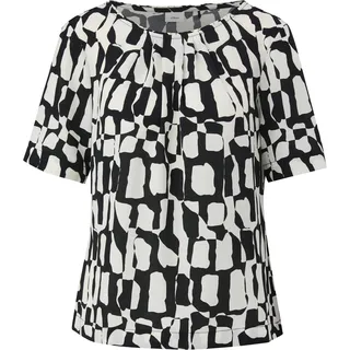 s.Oliver Gemusterte Bluse mit Falten-Details Schwarz/Weiß XS
