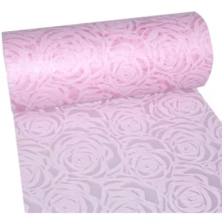 Dekoflor Tischband Tischläufer Tischdeko einzigartiges Rosen Design (Wasserfest, Lotuseffekt, samtige Oberfläche, 25 m Rolle, 30 cm Breite, 100% Nylon), Rosa