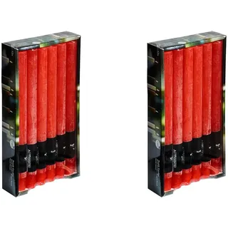 Stabkerze Kerze Rustic 2 x 12er-Set (24 Stabkerzen) – Brenndauer: 8 Std., rußfrei – für Kerzenständer, Kerzenhalter - Kerze, Adventskranz, Advent, Weihnachten, Deko, Gastro, Hochzeit - (Rot)