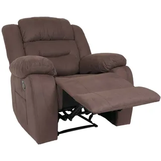 Mendler Fernsehsessel HWC-J57 Wildleder-Optik 95 x 103 x 95 cm Braun mit Fernbedienung