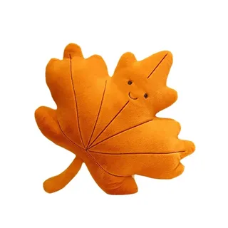 Nzoike Blätter Plüsch Kissen, Ahornblatt Ginkgo Blatt Plüsch Puppen Gefüllte Weiche Pflanze Kissen für Home Sofa Decor,Orange
