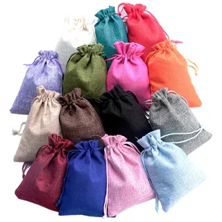 Homieco 50 stück Jutesäckchen Jutebeutel Natur Säckchen Wiederverwendbare Geschenksäckchen Schmuck Taschen Jute Sack mit Drawstring für Adventskalender Wohnkultur Hochzeitsfeier DIY Handwerk 7 x 9cm