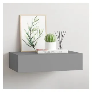 vidaXL Wandregal mit Schublade 40 x 23,5 x 10 cm Grau
