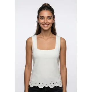 Vero Moda Spitzentop VMLOUISE SL SQUARE NECK TOP JRS Baumwolle, regular fit weiß S (36)
