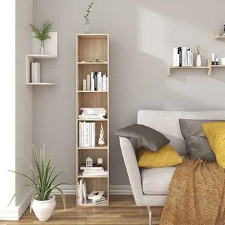 Woltu Bücherregal mit 6 Fächern, Würfelregal freistehend, Standregal, Büroregal Aufbewahrungsregal, aus Holzwerkstoff, 30x158,5x24 cm(BxHxT),