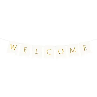 Partydeco Wimpelkette Girlande 15 x 95 cm Weiß/Gold