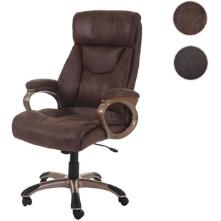 Bürostuhl Dallas, Schreibtischstuhl Drehstuhl Chefsessel ~ Wildleder-Optik taupe-braun