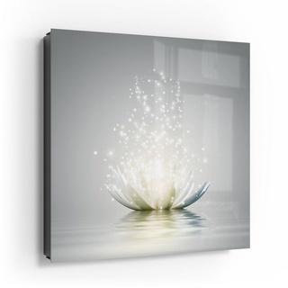 DEQORI Schlüsselkasten 'Funkelnde Lotusblüte', Glas Schlüsselbox modern magnetisch beschreibbar schwarz