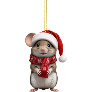 Weihnachtsmäuse Deko Acryl Weihnachtsschmuck Mäuse Weihnachtsdeko Christmas Decorations Mäuse Weihnachten Baumschmuck Weihnachtsdekoration für Zuhause, Auto Lustige Weihnachtsbaum Dekoration