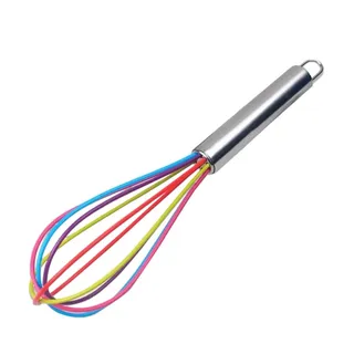 Bluelans® Colorful Rainbow Silikon Schneebesen 26 cm, Edelstahl-Griff