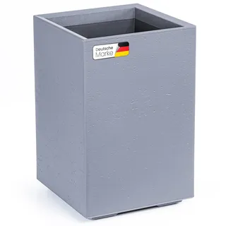 KONZEPT Großer Pflanzkübel auf Rollen für innen und außen, 40×40×60 cm, grau in Betonoptik, aus 100% recyceltem Material – ideal für Wohnzimmer, Garten und Terrasse