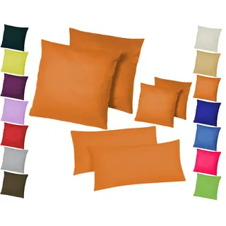 Home-Impression Doppelpack / 2er Set Microfaser Kissenhüllen/Kissenbezüge - Wohndekoration in schlichtem Uni Design mit Reißverschluss und in 3 Größen (80 x 80 cm, Orange)