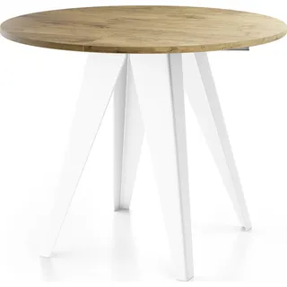 WFL GROUP Esstisch Glory Weiß, Modern Rund Tisch mit pulverbeschichteten Metallbeinen braun 100 cm x 76 cm x 100 cm