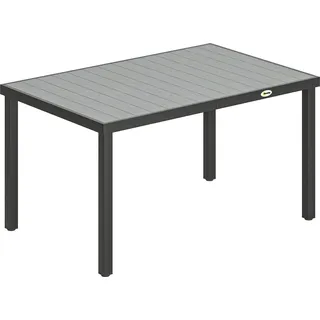 Outsunny Rechteckiger Gartentisch, Terrassentisch 140x90x74 cm, mit Stahlgestell und abnehmbarer WPC-Lattenplatte, Belastbarkeit 50 kg, für Terrasse, Balkon, Grau   Aosom