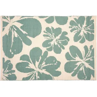 Fußmatte PAD "BLOOM", grün (opal), B:60cm H:12mm L:90cm, Kunstfaser, Teppiche, Fußmatte, Schmutzfangmatte, handgewebt, Blumen Muster, In- und Outdoor geeignet
