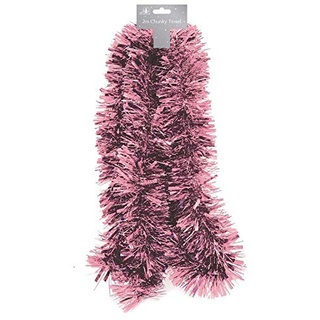 The Home Fusion Company Traditioneller Weihnachtsbaum-Lametta-Girlande, 2 m, Rosa