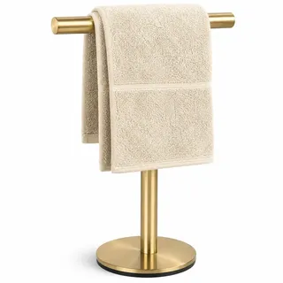 Handtuchhalter für Bad, T-Form, SUS304 Edelstahl, gebürstete Oberfläche, Turmstange für Badezimmer, Küche, Waschtisch, Arbeitsplatte (Gold