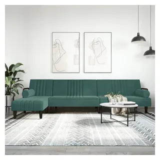 vidaXL Schlafsofa in L-Form Dunkelgrün 260x140x70 cm Samt