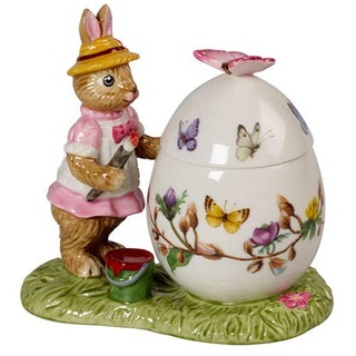 Villeroy und Boch Bunny Tales Osterei-Dose Anna malt, Figur für die Ostertafel aus Hartporzellan, 11 x 6,5 x 10 cm, bunt, 11 x 6,5 x 10
