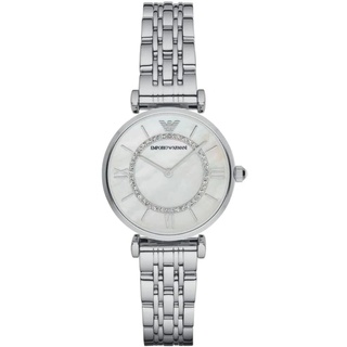 Emporio Armani Uhr für Damen , Zweizeiger Uhrwerk, 32mm Silbernes Edelstahlgehäuse mit Edelstahlarmband, AR1908