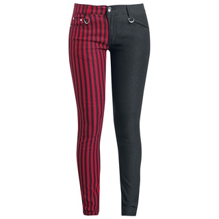 Banned Alternative - Gothic Stoffhose - Punk Trousers - W26L32 bis W34L34 - für Damen - Größe W32L34 - schwarz/rot - W32L34
