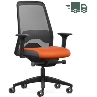 Interstuhl EVERY ACTIVE Edition Bürostuhl mit Netzrücken schwarz - Sitzfläche Manhattan orange