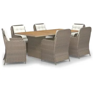 vidaXL 7-tlg Garten-Essgruppe Poly Rattan Braun